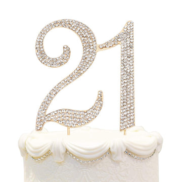 Hatcher Lee Bling Crystal 21 Birthday Cake Topper - Best Keepsake | 21St Party Decorations Gold