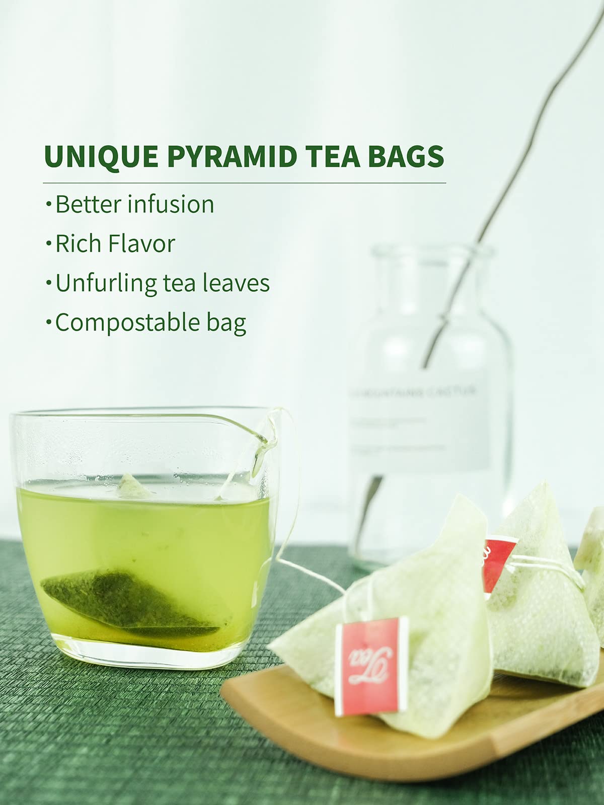Teelux Matcha Green Tea Bags, Classic Premium Japanese Matcha + Sencha Green Tea, Super Antioxidant, Zero Calories, Caffeinated,