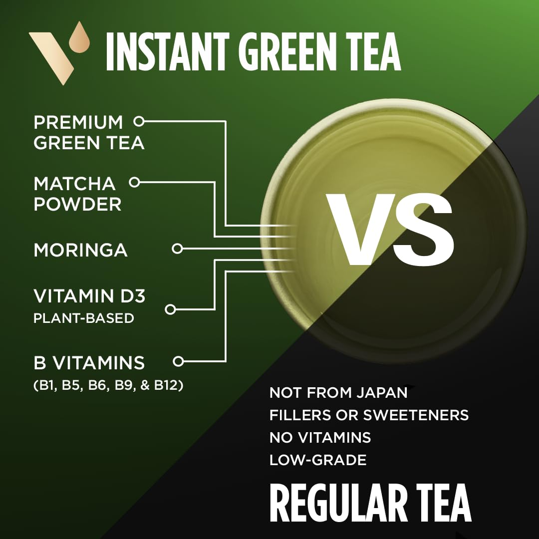 VitaCup Green Tea Instant Packets - Matcha, Moringa, B Vitamins, 24 Count