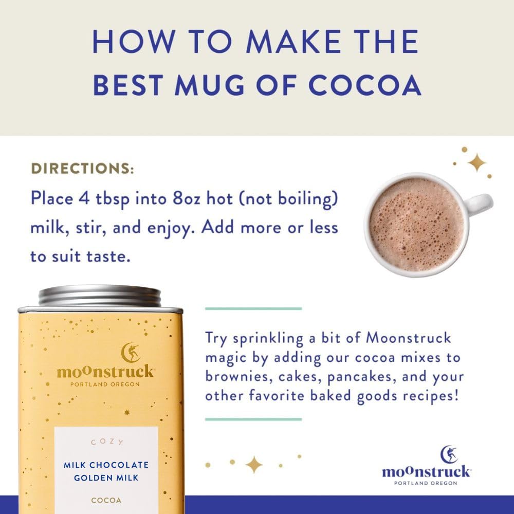 Moonstruck Chocolate Cozy Ginger And Turmeric Milk Chocolate Hot Cocoa Mix, 9.5Oz (Pack Of 1)