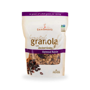 Erin Baker's Homestyle Granola Cereal with Ancient Grains, Oatmeal Raisin - Made from Natural Ingredients, Source of Plant-Based