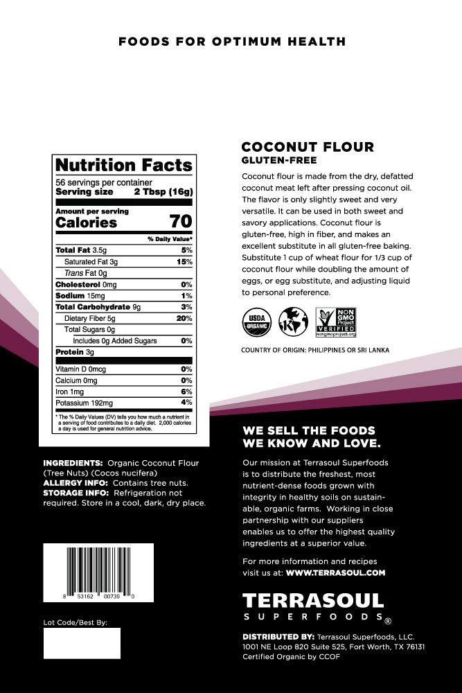 Terrasoul Superfoods Organic Coconut Flour - Gluten-Free, Fine Texture, 6 lbs (3 Pack)