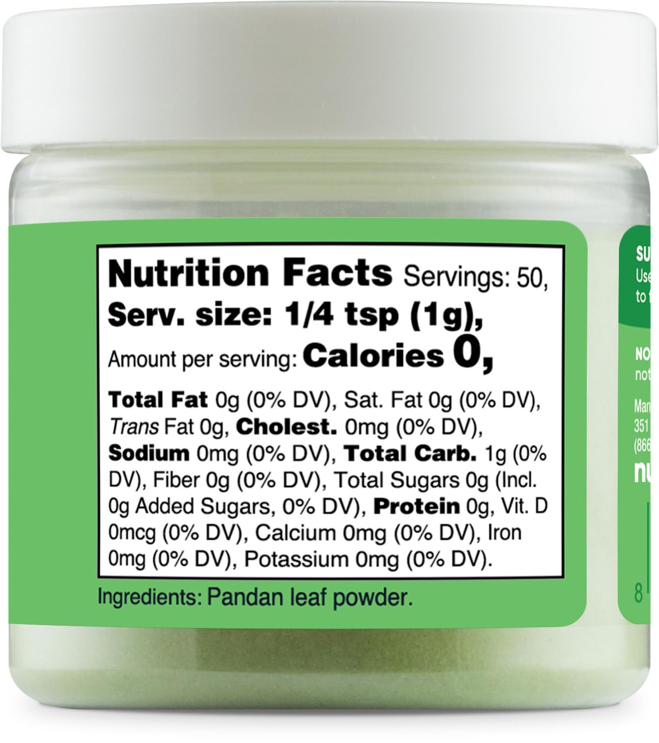 Nutricost Green Plant Based Food Coloring From Pandan Leaf Powder (50 Servings) - Nutricolor Color Alternative For Food & Bevera