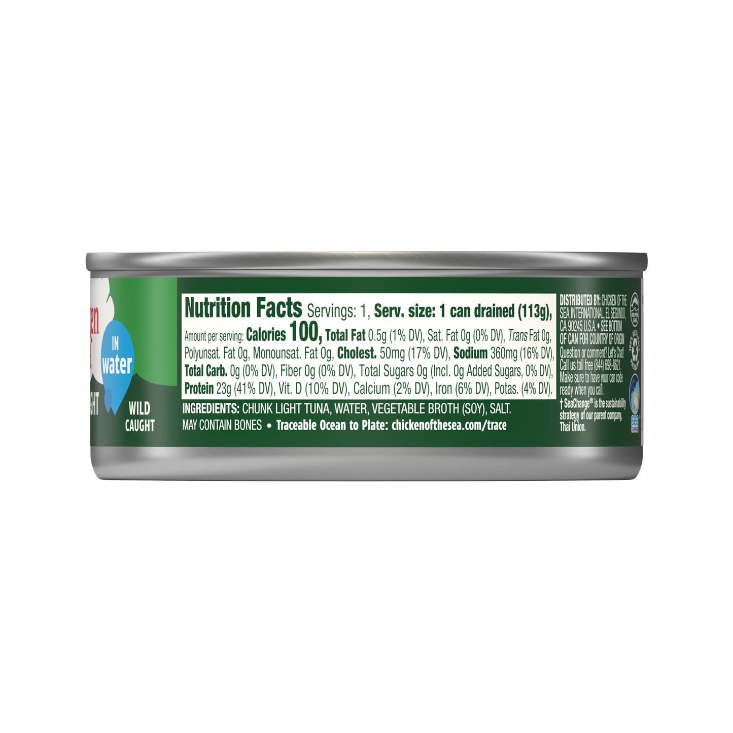 Chicken of the Sea Wild Caught Chunk Light Tuna, 5 Ounce Cans, 24-Count - High Protein 100% Classic Chunk Tuna in Water - Delici