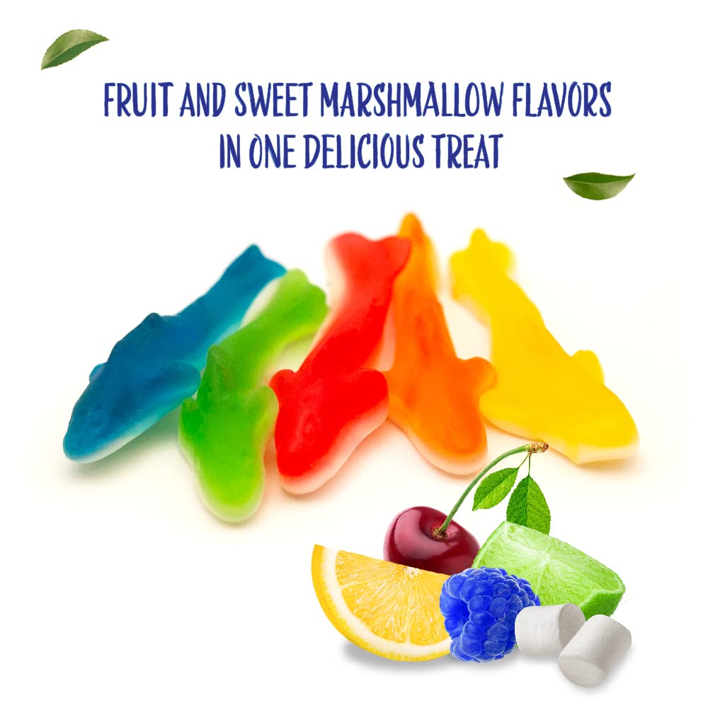 Gummy Sharks Candy | 1-Pound Bag | Assorted Flavors - Blue Raspberry, Lemon, Lime, Cherry