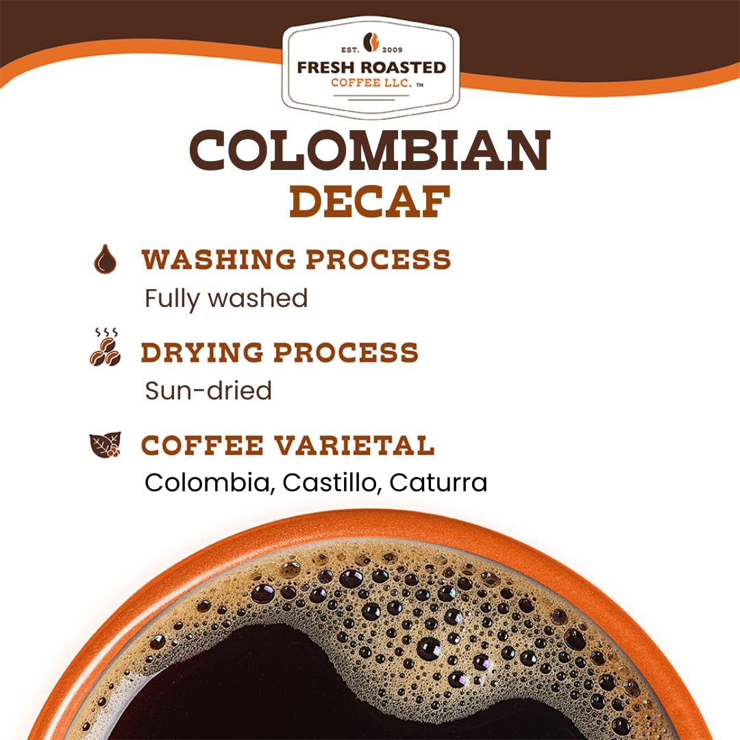 Fresh Roasted Coffee Swiss Water Decaf Colombian Ground, Medium Roast, 5 lb (80 oz), Kosher