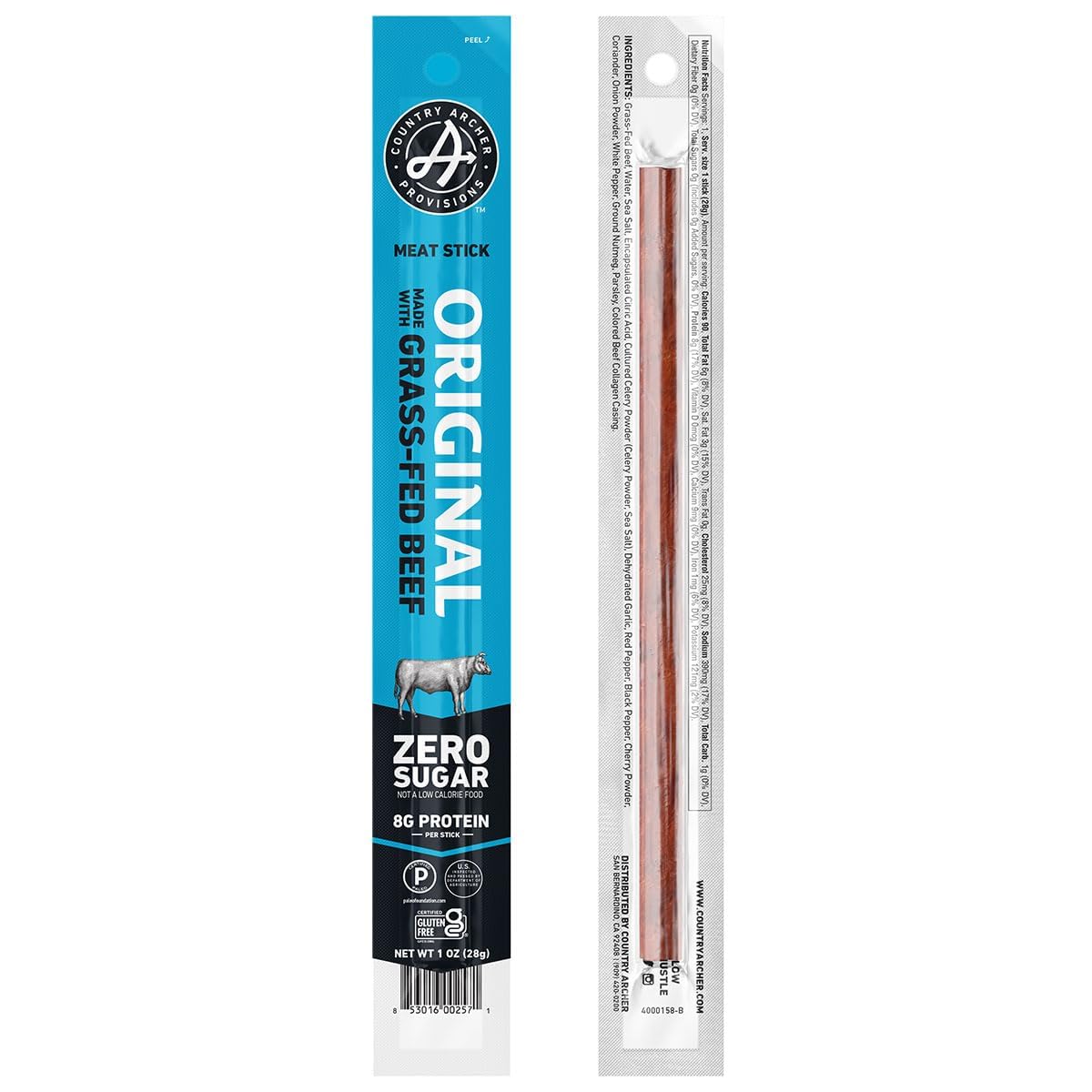 Country Archer Beef Jerky Sticks - Grass Fed, Gluten Free, Paleo, Keto - 1 oz (Pack of 36)