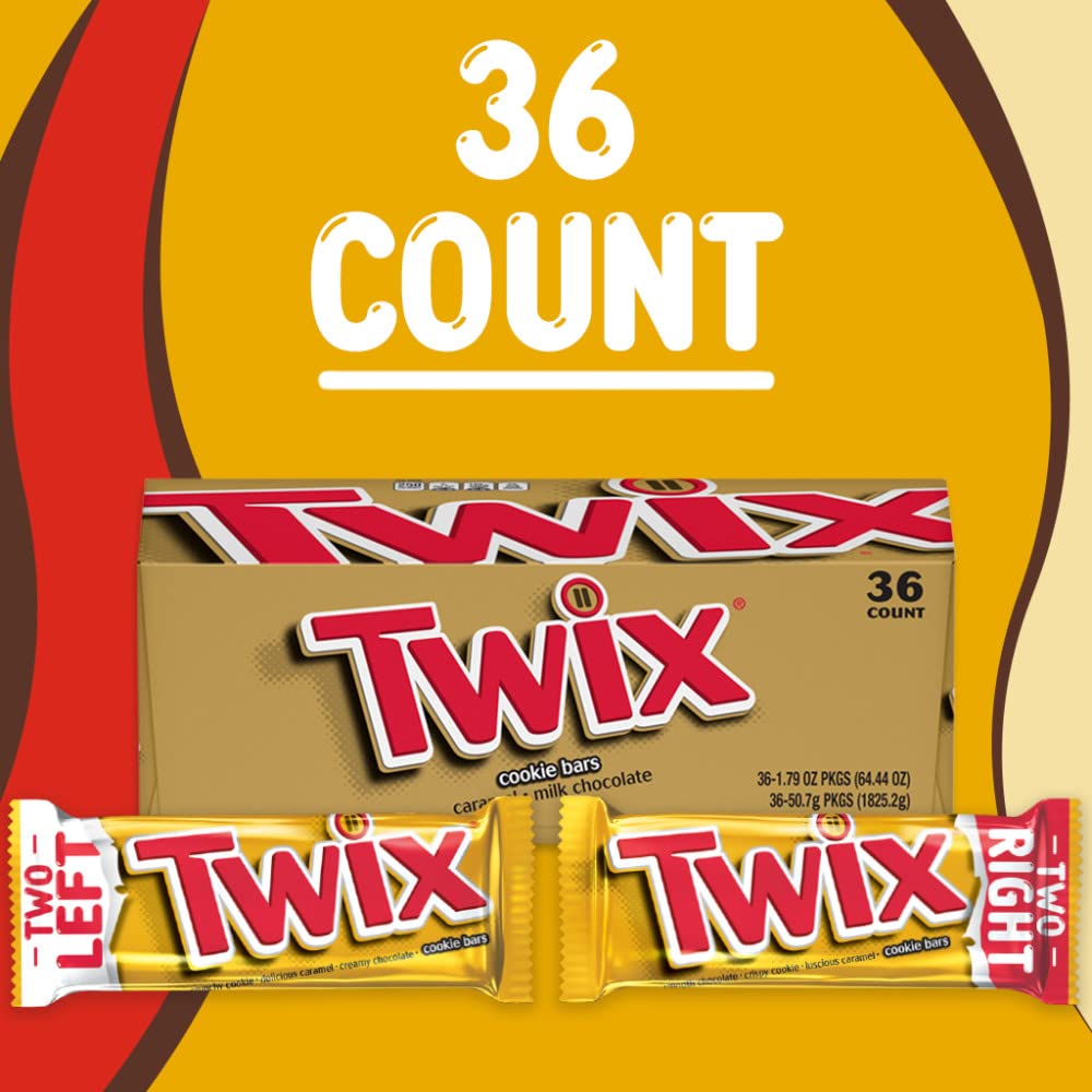 Twix Full Size Caramel Chocolate Cookie Candy Bar, 1.79 Oz. 36-Count Box