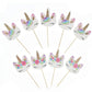 72 Pack Rainbow Unicorn Cupcake Toppers, Double Sided Unicorn Cupcake Toppers Glitter Pegasus For Cupcake Party , Wedding Decora