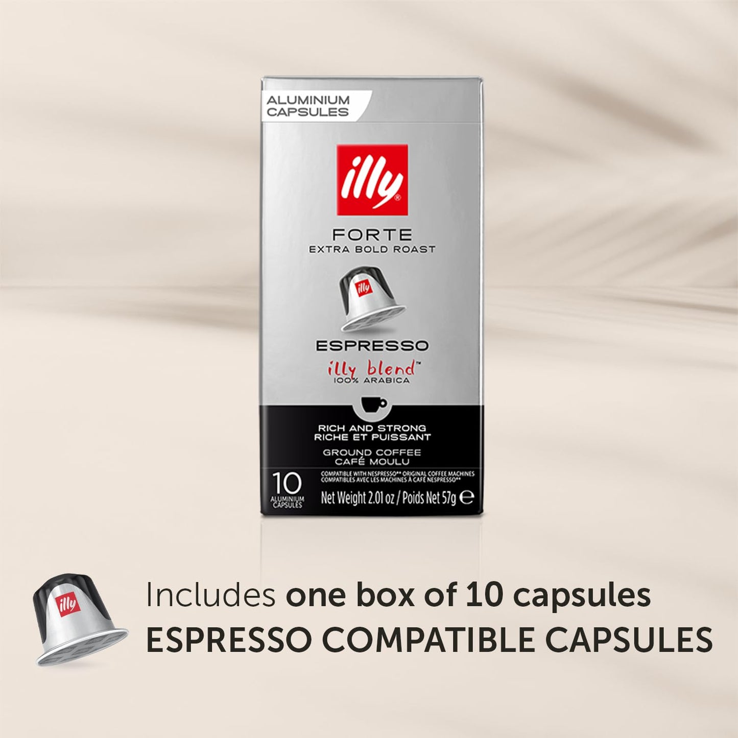 Illy Espresso Compatible compact pieces - Forte Extra Bold Roast - 10 Count - For Nespresso Coffee Machines