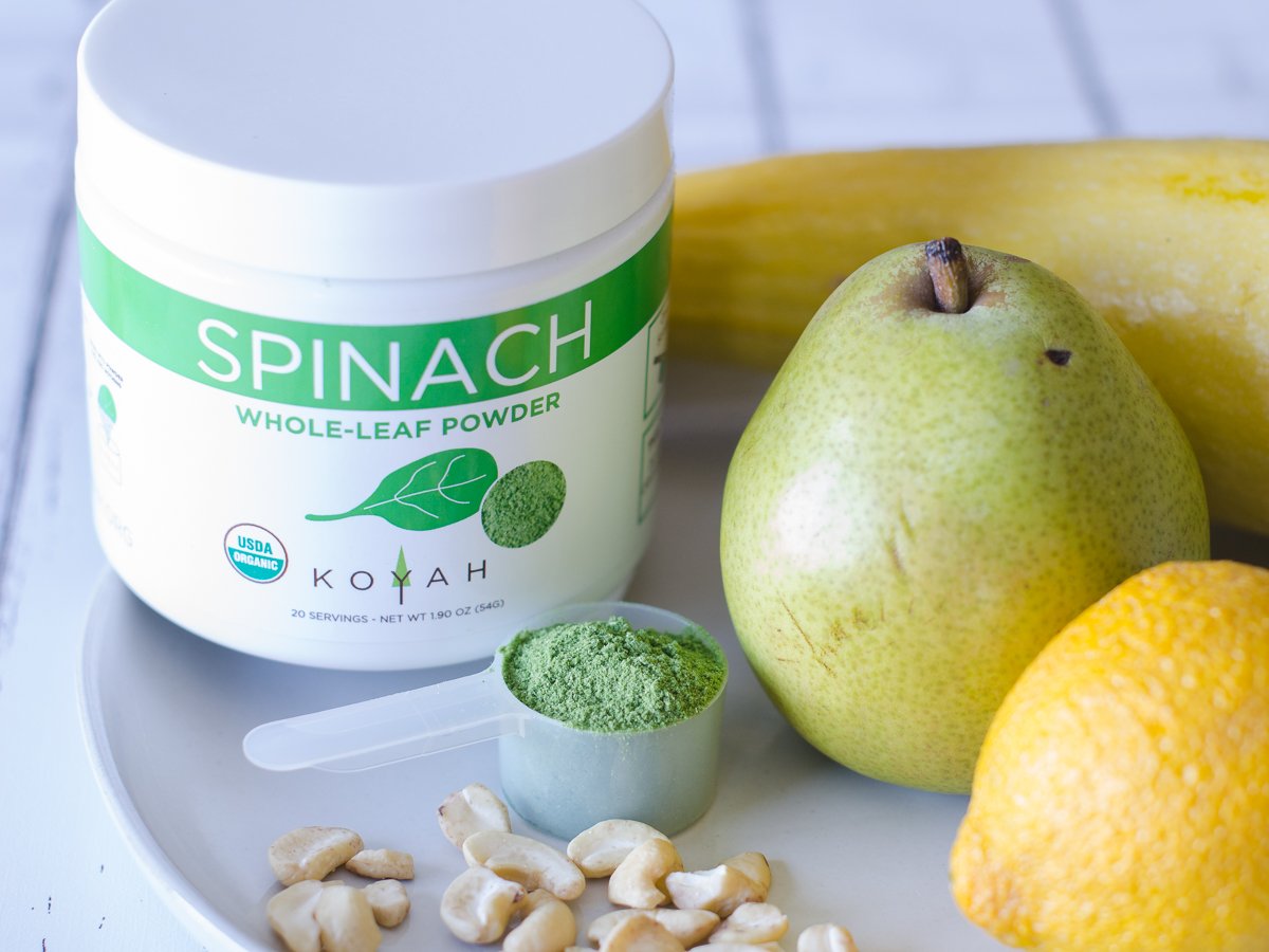 KOYAH - Organic USA Grown Spinach Powder (Equivalent to 30 Cups Fresh): Freeze-Dried, Whole-Leaf Powder