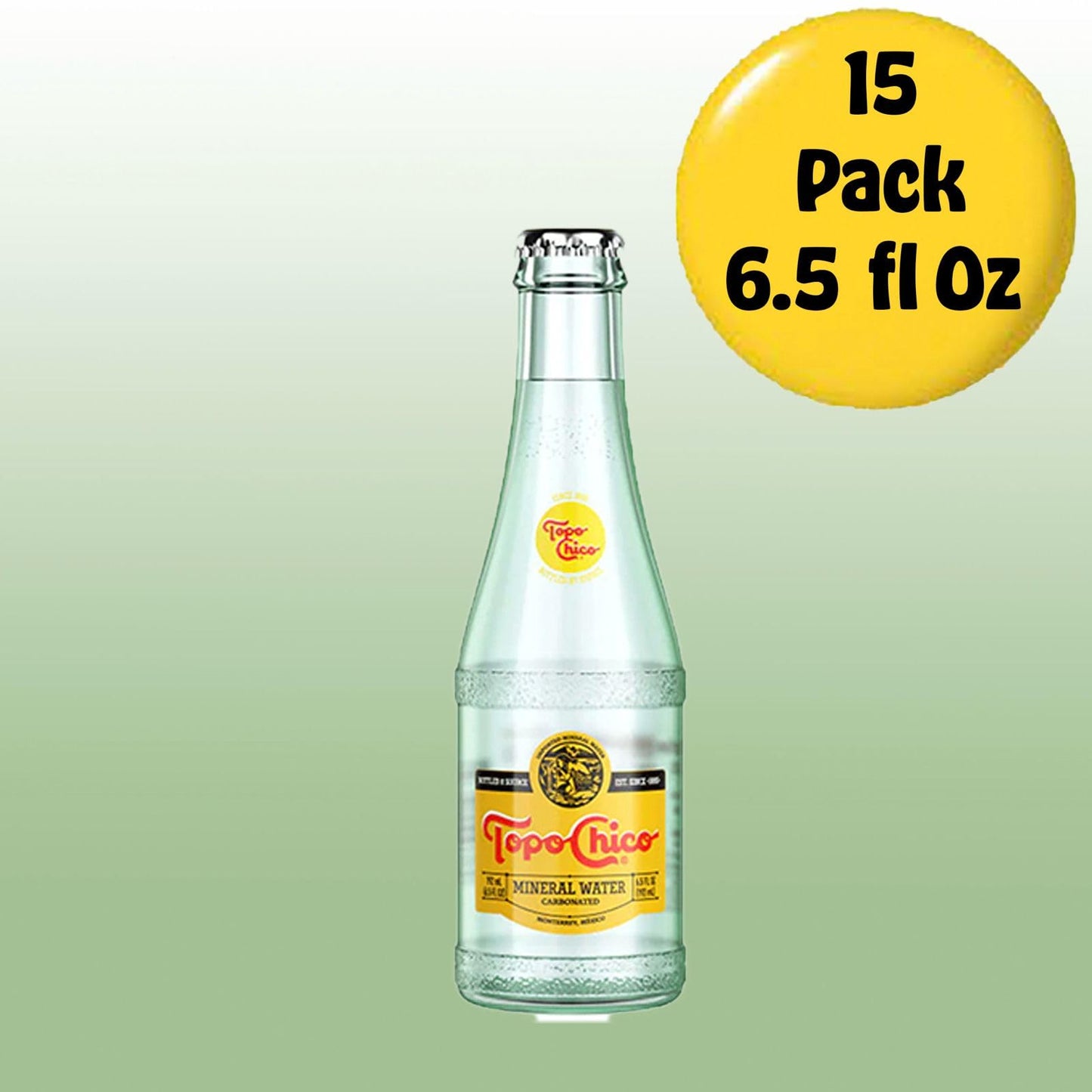 Topo Chico Natural Mineral Water Imported from Mexico 6.5 fl oz Glass Bottle 15 Pack