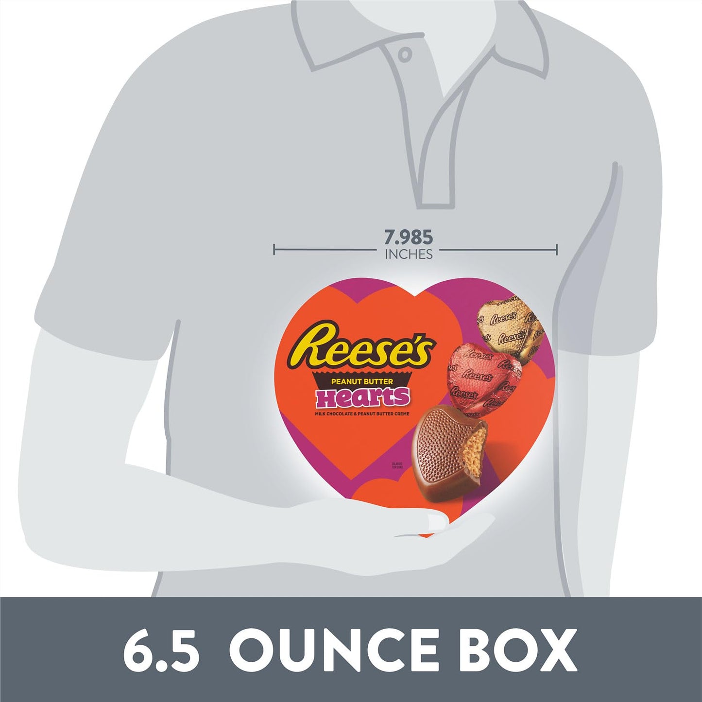 REESES Chocolate Peanut Butter Creme Hearts, Valentines Candy Gift Box, 6.5 oz