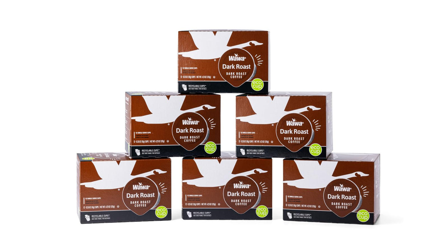 Wawa Dark Roast Single Cup Coffee Pods, 6 Boxes (72 Count)