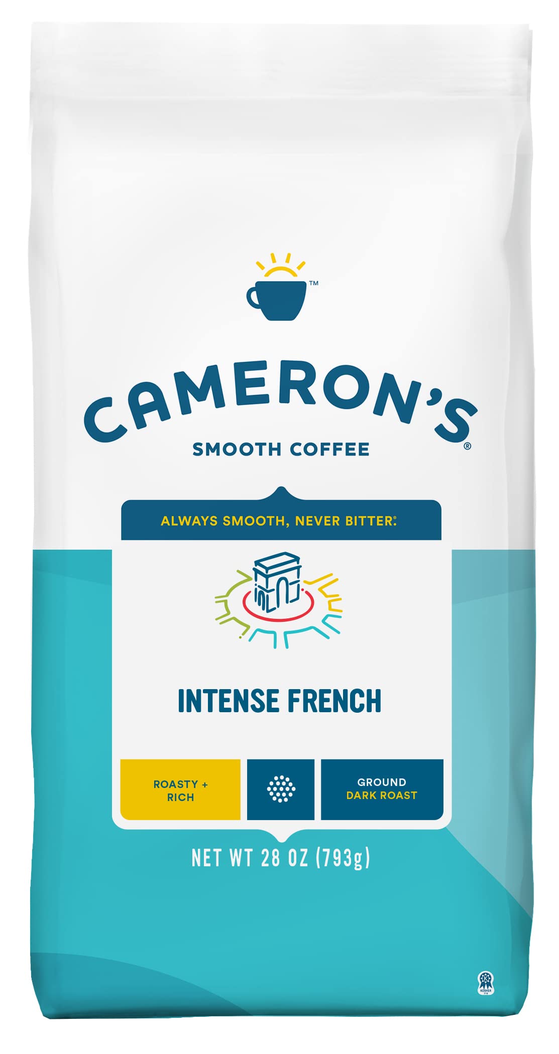 Camerons Coffee Roasted Ground Coffee, Intense French, 28 oz, Brown, Pack of 1