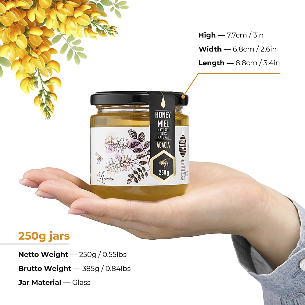 HONIGMA Raw Honey | 100% Pure, Unpasteurized, Unfiltered | 8.8 Fl Oz (Pack of 4)