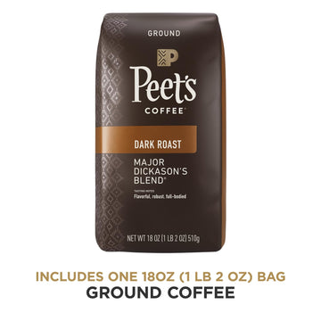 Peets Coffee, Dark Roast Ground Coffee - Major Dickasons Blend 36 Ounces (2 Bags of 18 Ounces)