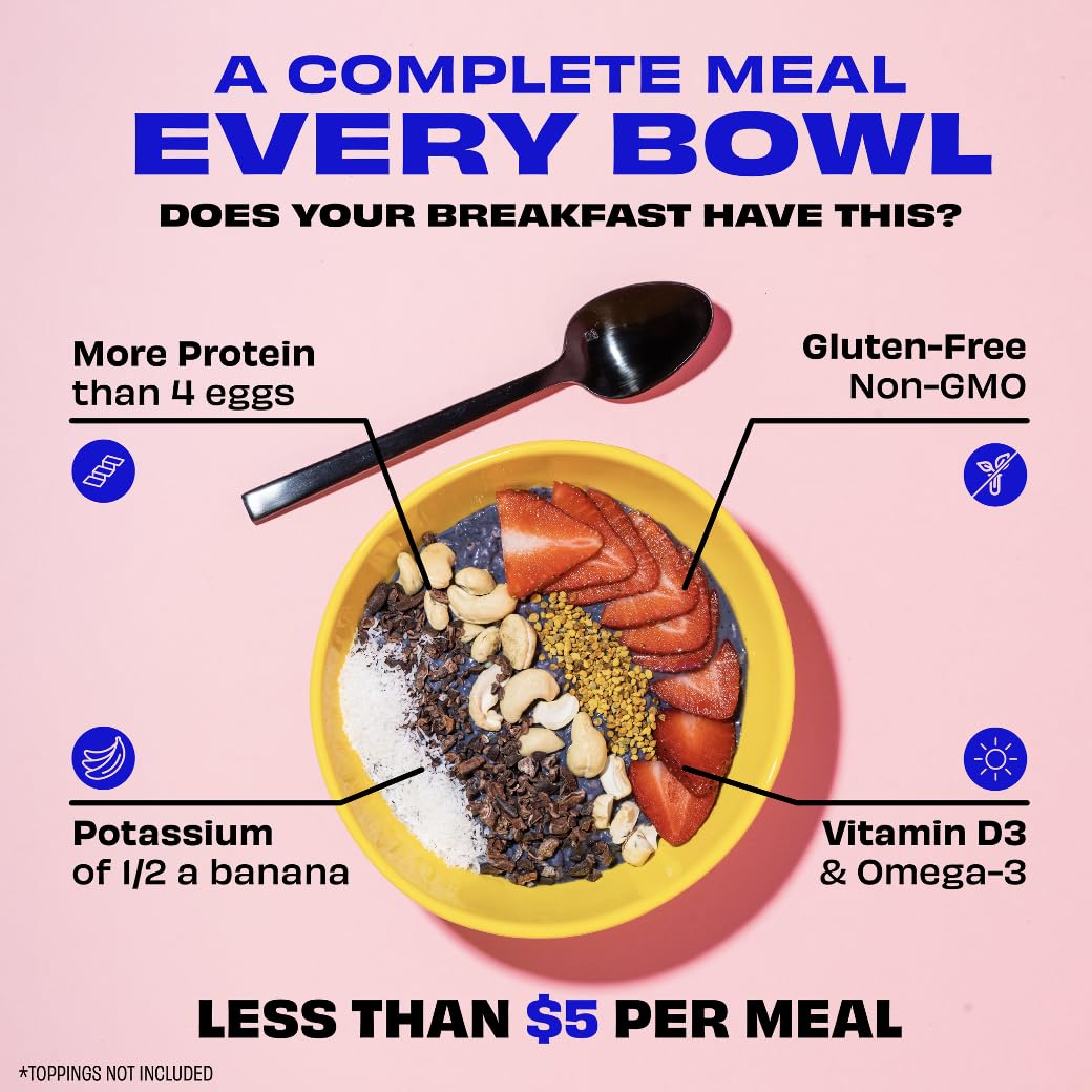 Kreatures Of Habit Meal One | Overnight & Instant Superfood Protein Meal Replacement | Gluten Free, Dairy Free, 30G Of Plant Based Protein, With No Added Sugar | Strawberry Walnut Cream | Pack Of 7