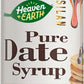 HEAVEN & EARTH Organic Silan Date Syrup, 12 Fl Oz - Natural Honey Alternative, Low Glycemic Index, Kosher