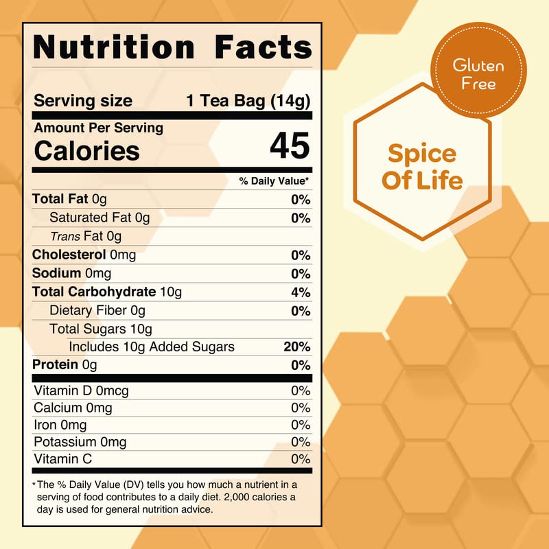 True Honey Chai Tea Bags - Providing Herbal Wellness - All Natural Organic Cinnamon, Clove, Coriander, Anise And Fennel Black -