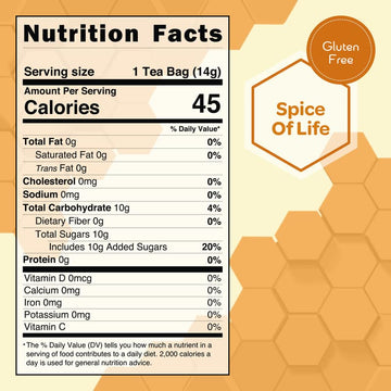 True Honey Chai Tea Bags - Providing Herbal Wellness - All Natural Organic Cinnamon, Clove, Coriander, Anise And Fennel Black -
