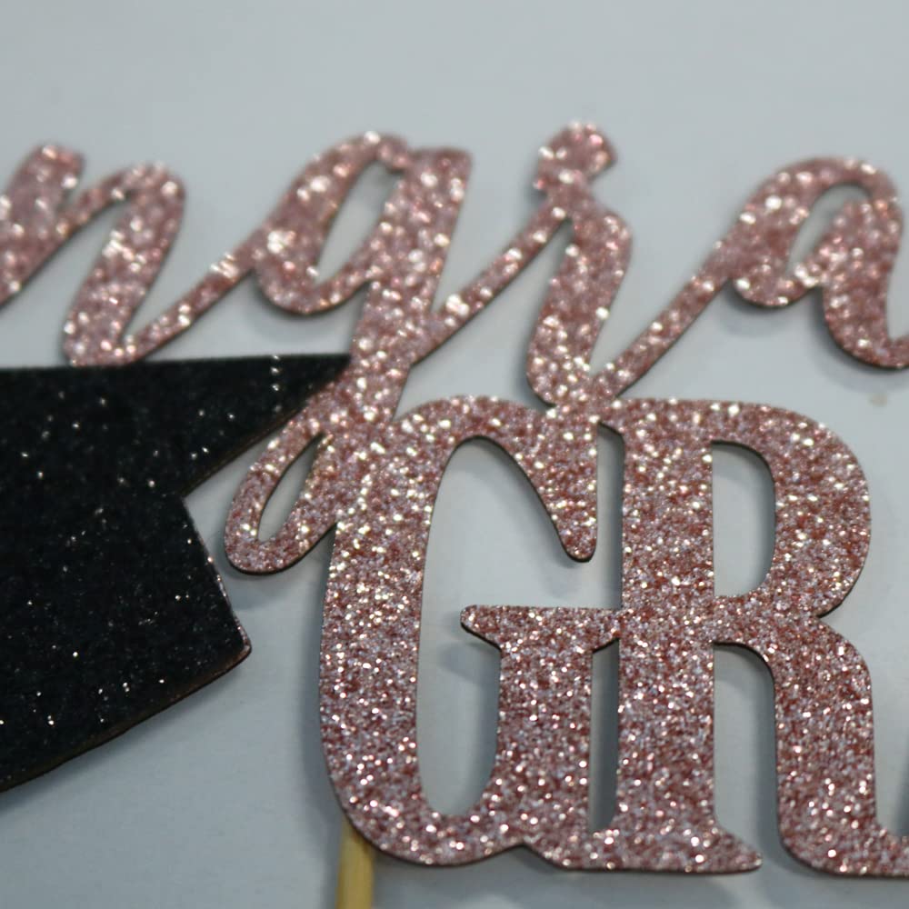 Palasasa Congrats Grad Cake Topper, 2024 Graduate Party Decorations (Rose Gold 6.6Inch)