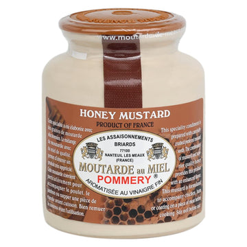 Pommery French Whole Grain Mustard with Honey in a Crock - Moutarde de Meaux, 8.8 Ounce