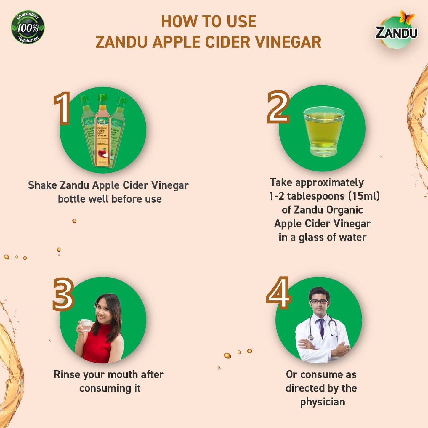 Zandu Organic Apple Cider With Mother Of Vinegar 500 Ml