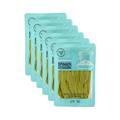 Gluten-Free Pasta, Spinach Fettuccine, Fresh Brown Rice Noodles Cook in Just 3 Minutes by Taste Republic, Frozen, 9oz (6 pack)