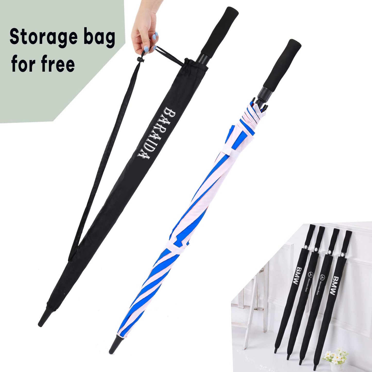 Baraida Golf Umbrella Large 62/68/72 Inch, Extra Large Oversize Double Canopy Vented Windproof Waterproof Umbrella, Automatic Open Golf Umbrella For Men And Women And Family.(68 Inch,White/Blue)