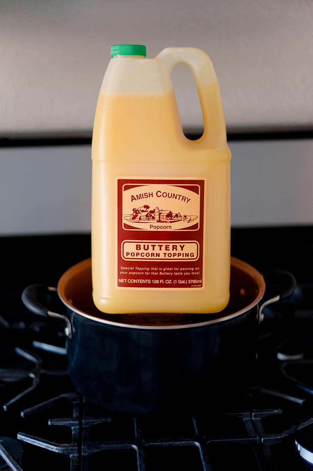 Amish Country Popcorn Buttery Popcorn Topping 1 Gallon, 128 Fl Oz, Perfect for Movie Nights and Snack Time