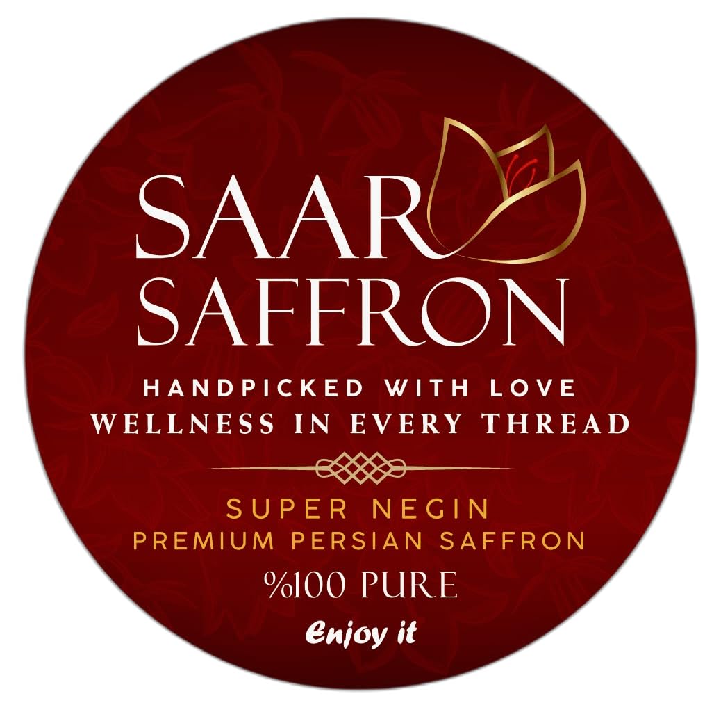 Saar Saffron 100% Pure Premium Persian Saffron Super Negin 2g Glass Jar Handpicked ISO 3632 Certified Ideal for Cooking & Baking