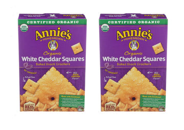 Annie'S Organic White Cheddar Squares Baked Snack Crackers 7.5 Oz. (Pack Of 2)2