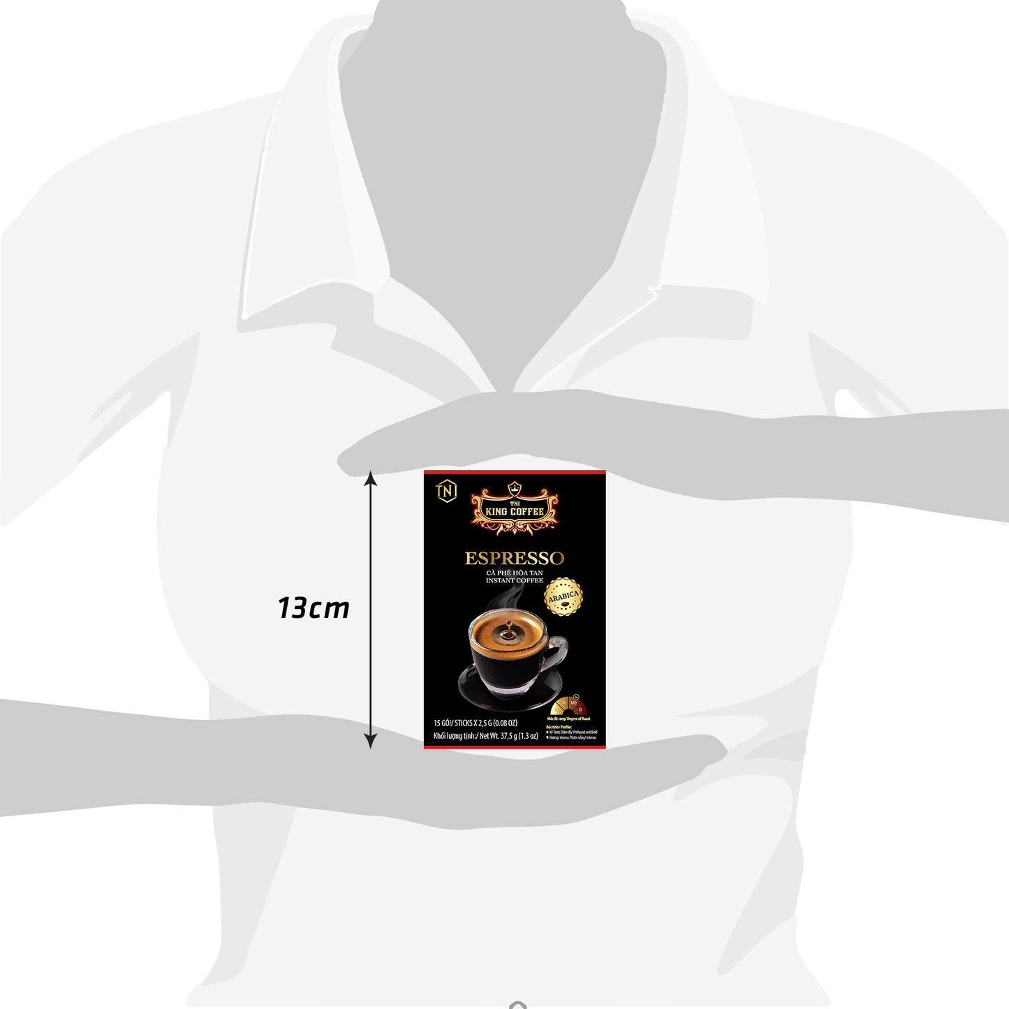 King Coffee Espresso Instant Coffee Mix - Vietnamese Arabica, Medium Roast, 15 Sticks per Box, Pack of 12, 1 Count