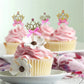 Lebery 30Pcs Gold Glitter Crown Cupcake Toppers Glitter Princess Cupcake Toppers Crown Cake Picks Tiara Cake Cupcake Toppers Cro