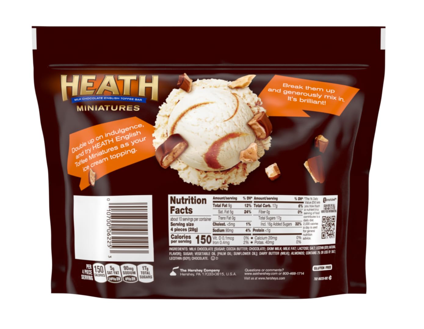 BFYSYO Smiling Sweets Heath Toffee Bar Miniatures, 10.2 oz (Pack of 2), Individually Wrapped, Classic Flavor Treats