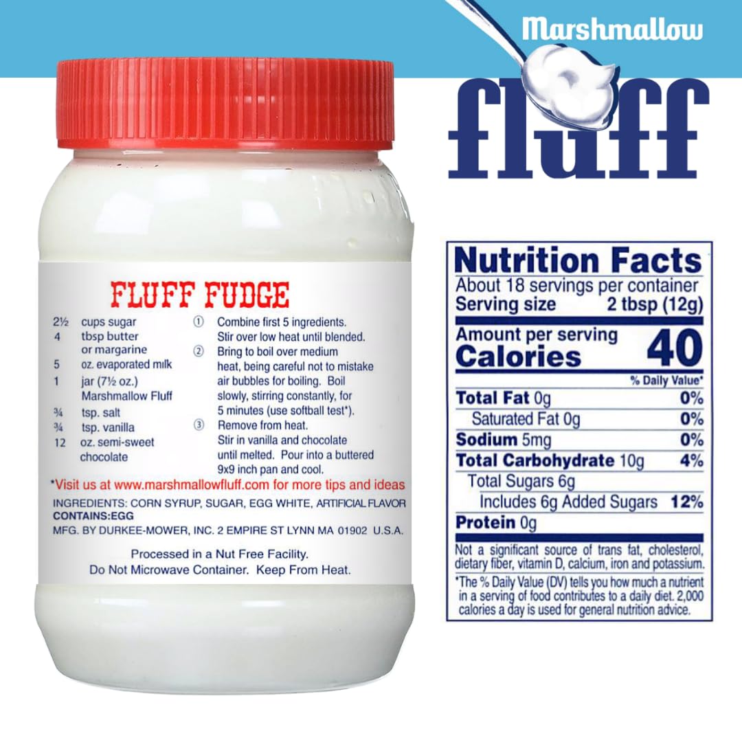 Marshmallow Fluff | Traditional Marshmallow Spread and Cr? | Gluten Free, No Fat or Cholesterol (Regular - Classic, 7.5 Ounce (P