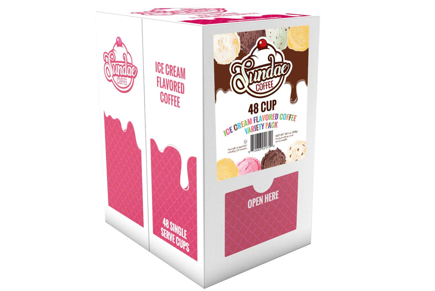 Sundae Ice Cream Flavored Coffee Pods, Compatible With 2.0 Keurig K-Cup Brewer, 48 Count (Assorted Variety Pack)
