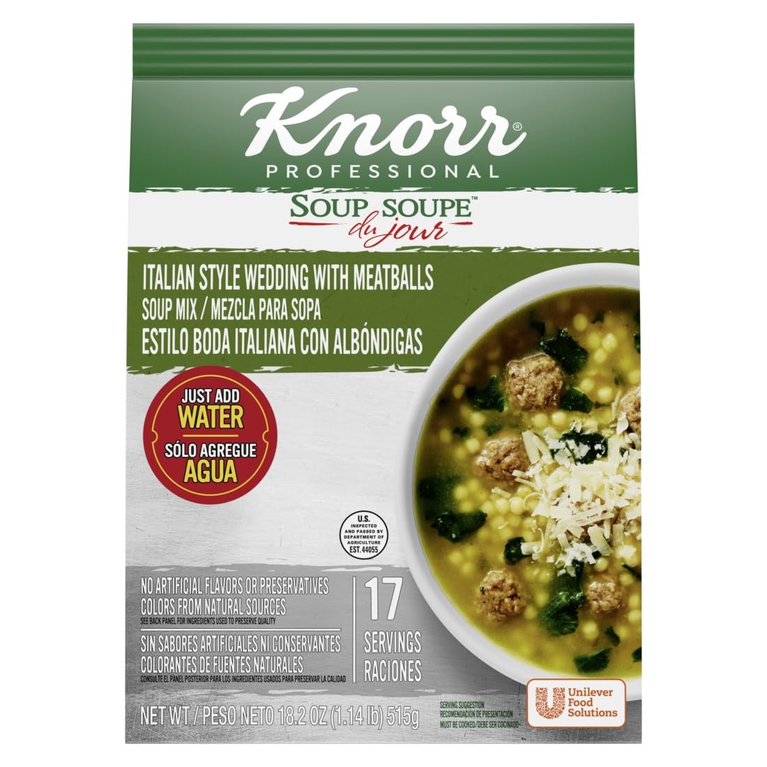 Knorr Professional Soup du Jour Italian Style Wedding with Meatballs Soup Mix No added MSG, 0g Trans Fat per Serving, Just Add W