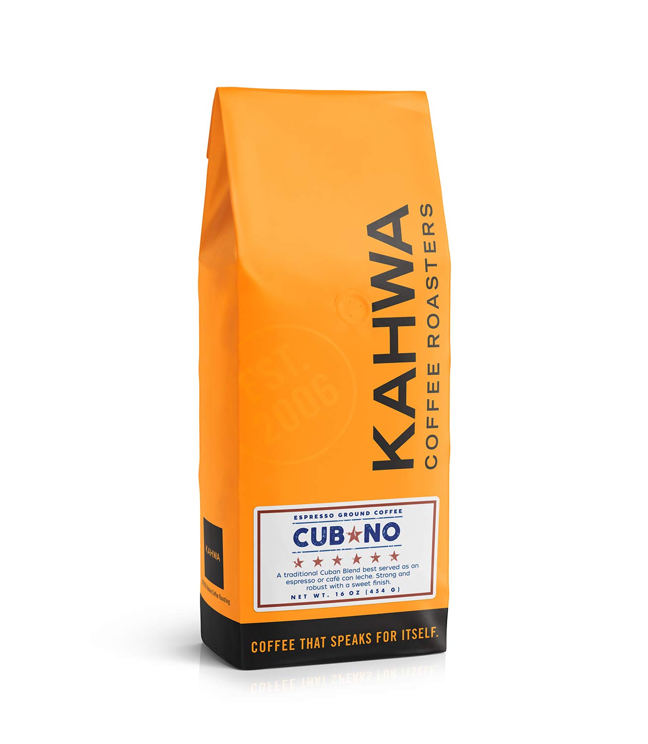 Kahwa Cuban Coffee Grounds, Cubano Dark Roast Espresso Blend, Ground Coffee, 1 Lb Bag