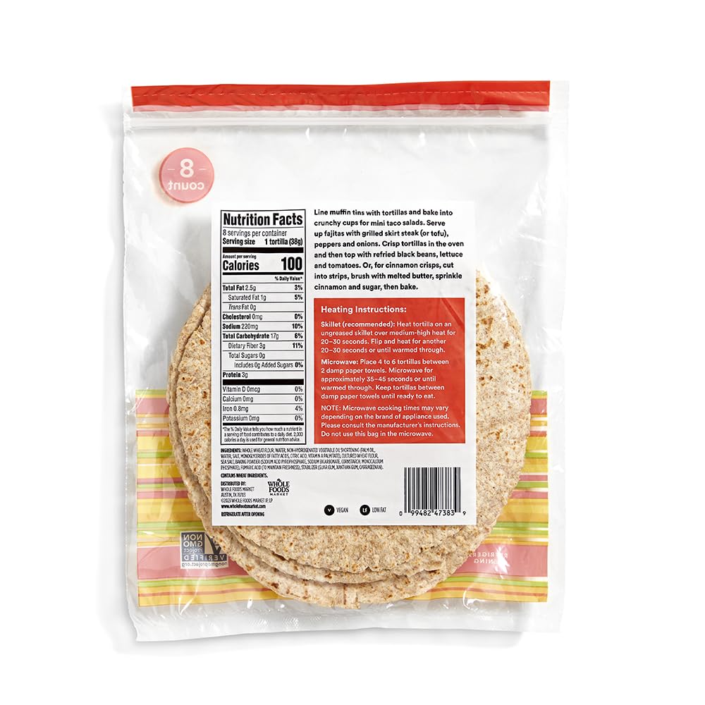 365 Everyday Value Organic Whole Wheat Tortillas, 10.5 oz (Frozen)