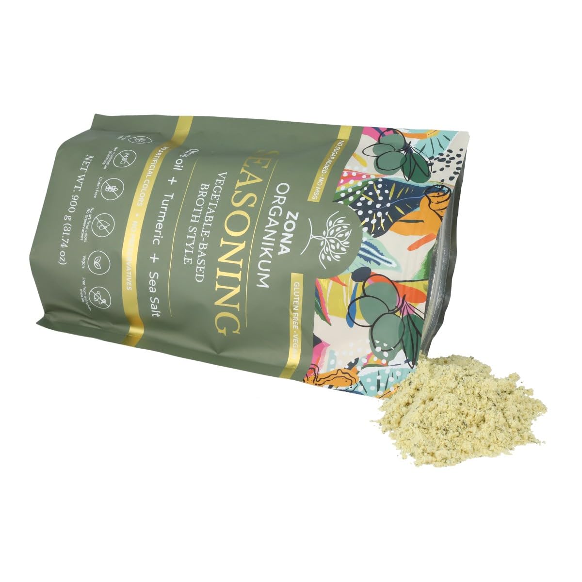 ZONA ORGANIKUM Vegan Vegetable Broth Seasoning Powder 31.74 oz, No MSG, No Artificial Colors or Preservatives, Gluten Free, Suga