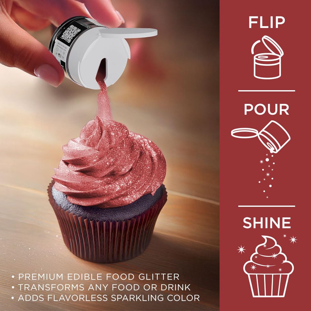 Bakell - Burgundy Red Tinker Dust (5G, 1X Jar) Edible Glitter For Food, Desserts, And Beverages!