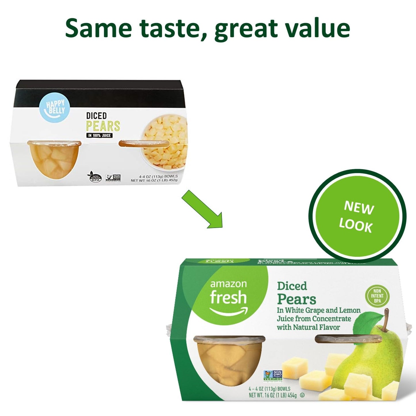 large online retailer Fresh Diced Pears in White G  & Lemon Juice, 4 Oz Bowls, Pack of 4