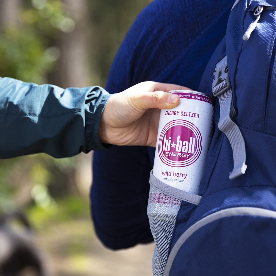 Hiball Clean Energy Drink - Wild Berry - Zero Sugar, 16 Fl Oz (8-Pack) - 160mg Organic Caffeine, 50mg Ginseng, 50mg Guarana