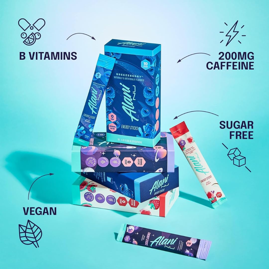 Alani Energy Drink Powder Variety Pack – 16 Stick Sampler, All 8 Flavors + 4 Mimm Mints | Preworkout Boost & Electrolytes Powder Packets | Bundled By Mix It Up Munchies | Healthy Gift Pack