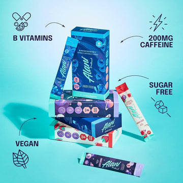 Alani Energy Drink Powder Variety Pack – 16 Stick Sampler, All 8 Flavors + 4 Mimm Mints | Preworkout Boost & Electrolytes Powder Packets | Bundled By Mix It Up Munchies | Healthy Gift Pack