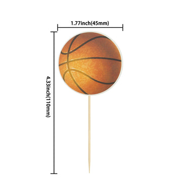 24Pcs Basketball Cupcake Toppers Star Sports Ball Cupcake Picks Baby Shower Basketball Sports Players Theme Birthday Party Cake