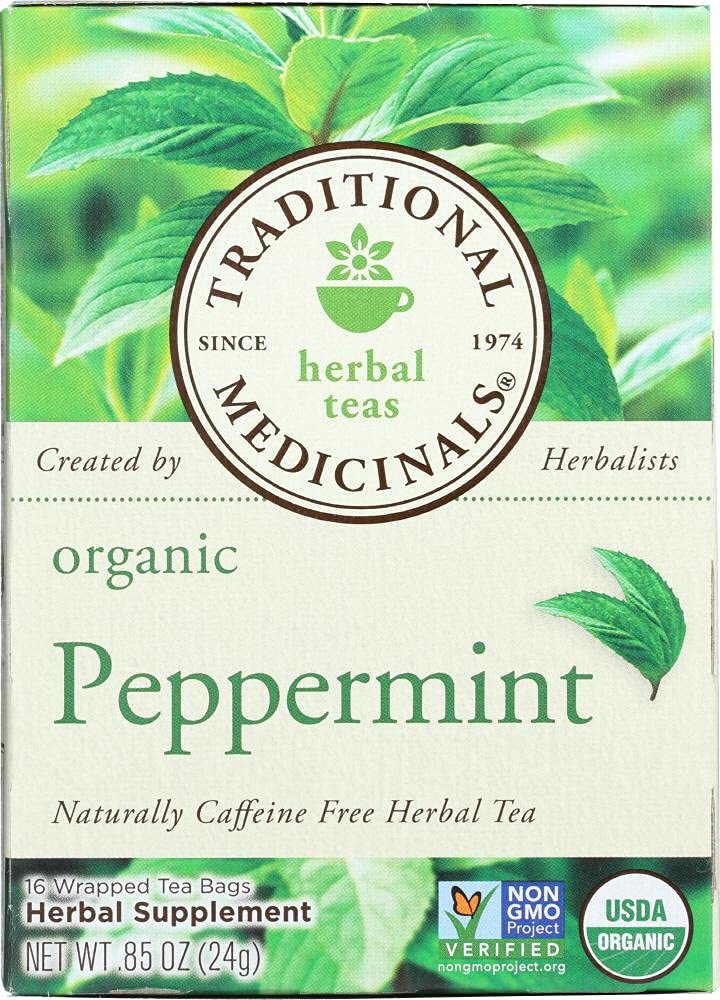 Traditional Medicinals Organic Peppermint Herbal Tea - 16 Tea Bags, Alleviates Digestive Discomfort, Pack of 1, Model 02271401