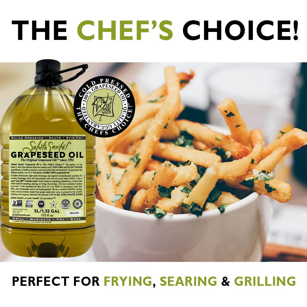 Salute Sante! Cold Pressed G seed Oil – Non-GMO Cooking Oil, Vegan, Kosher – 5 Liter, 3 Pack